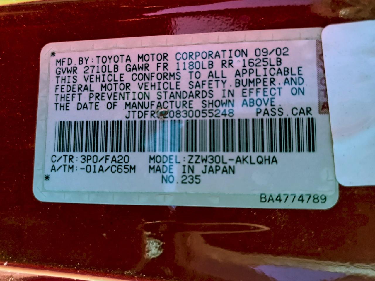 Toyota MR2 Spyder Image 2