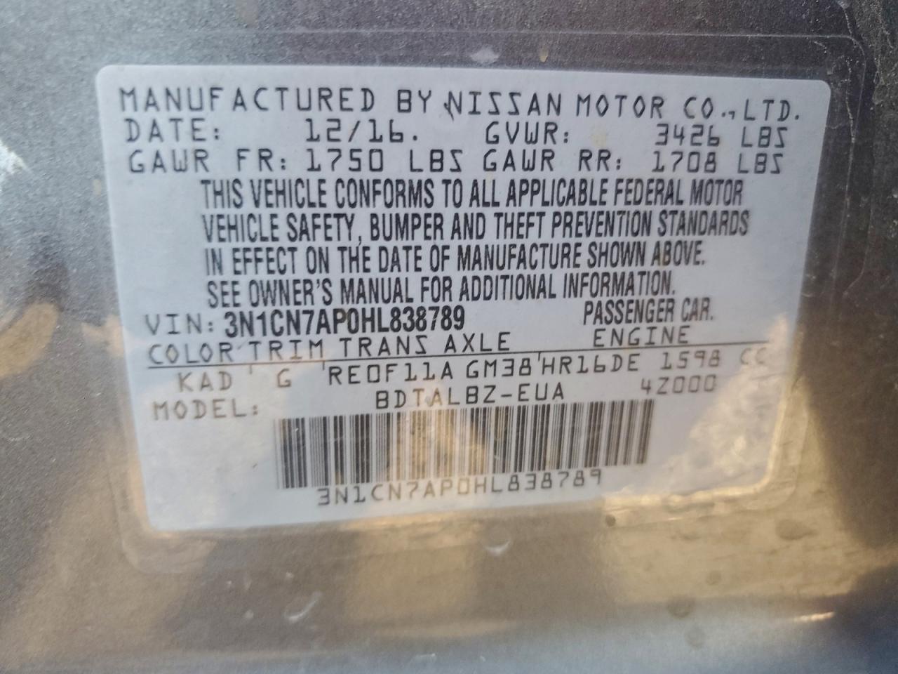 Nissan Versa S Image 13